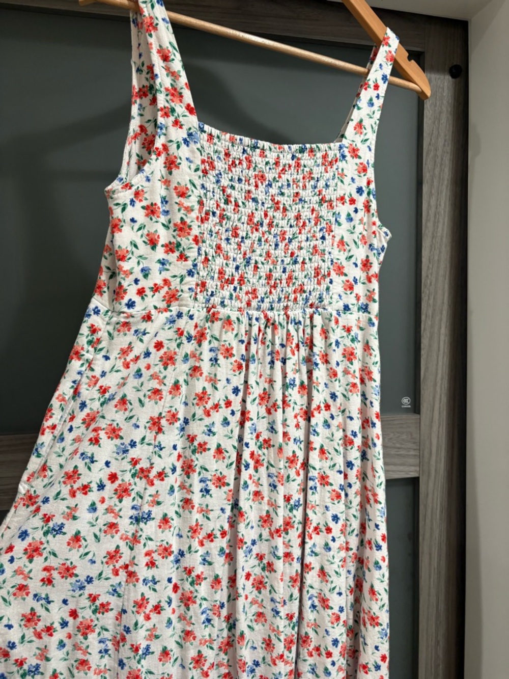 Old Navy Midi Dress with Red & Blue Floral Print - Picture 8 of 12